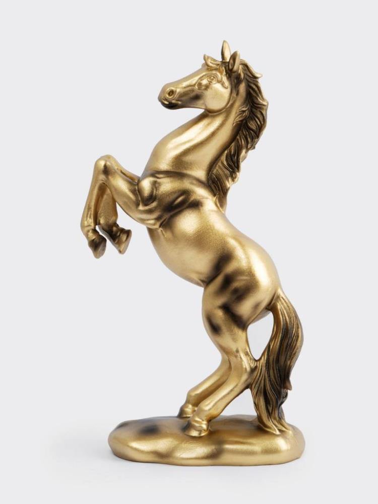 Статуэтка, 25 см, полирезин, золотистая, Конь на дыбах, Horse