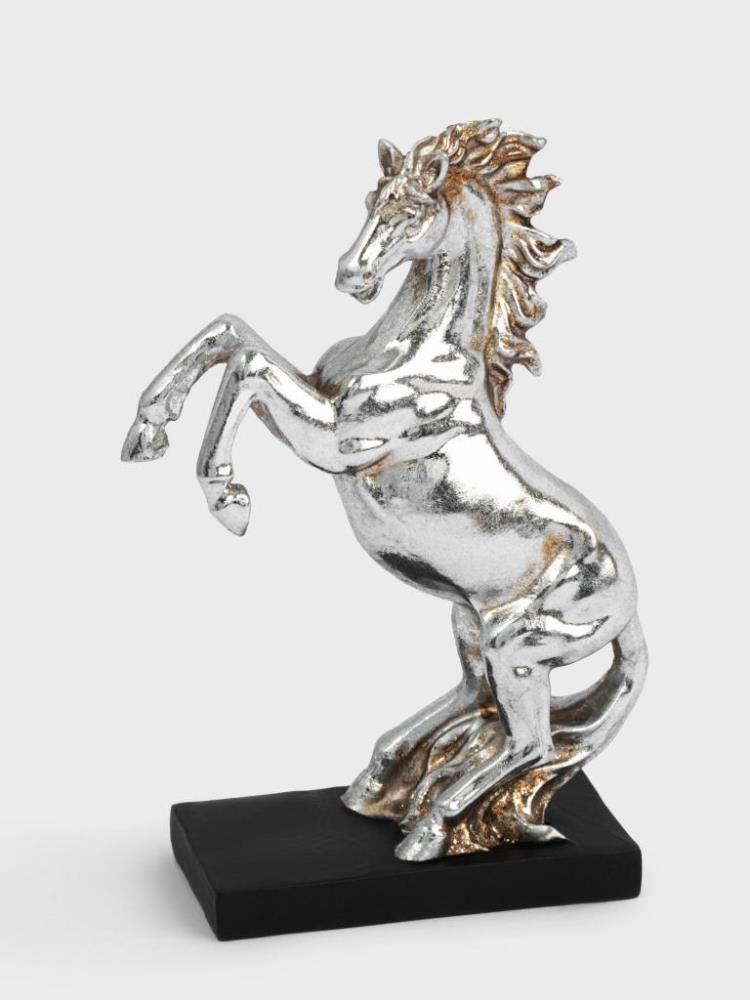 Статуэтка, 15 см, полирезин, серебристая, Конь на дыбах, Horse