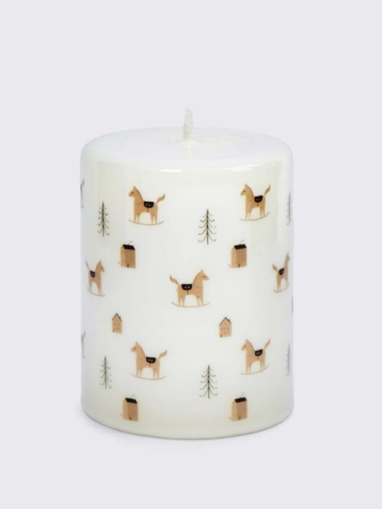 Свеча, 7х10 см, цилиндрическая, Лошадки, Bright horse