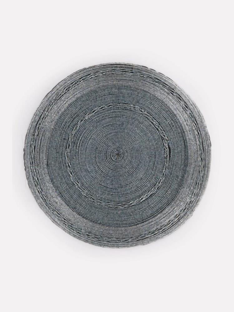 Салфетка под приборы, 36 см, бисер, круглая, серая, Bijou Салфетка под приборы, 36 см, бисер, круглая, серая, Bijou