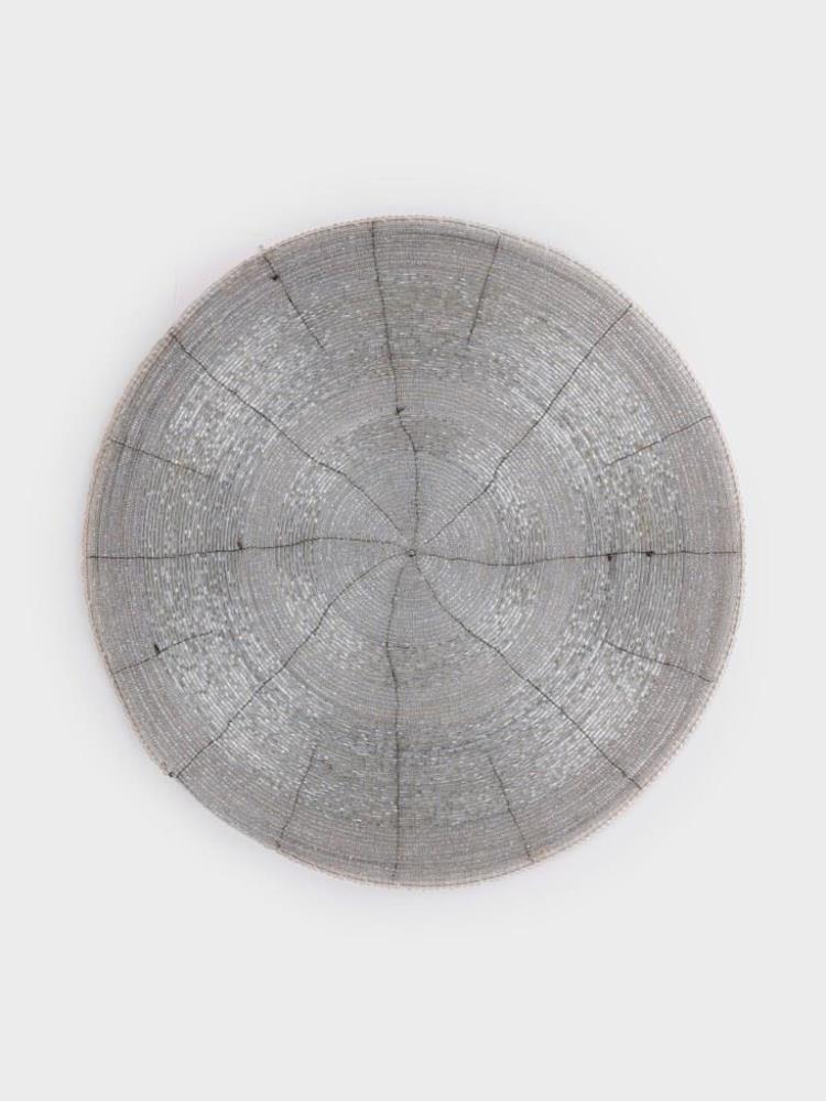 Салфетка под приборы, 36 см, бисер, круглая, серебристая, Bijou Салфетка под приборы, 36 см, бисер, круглая, серебристая, Bijou