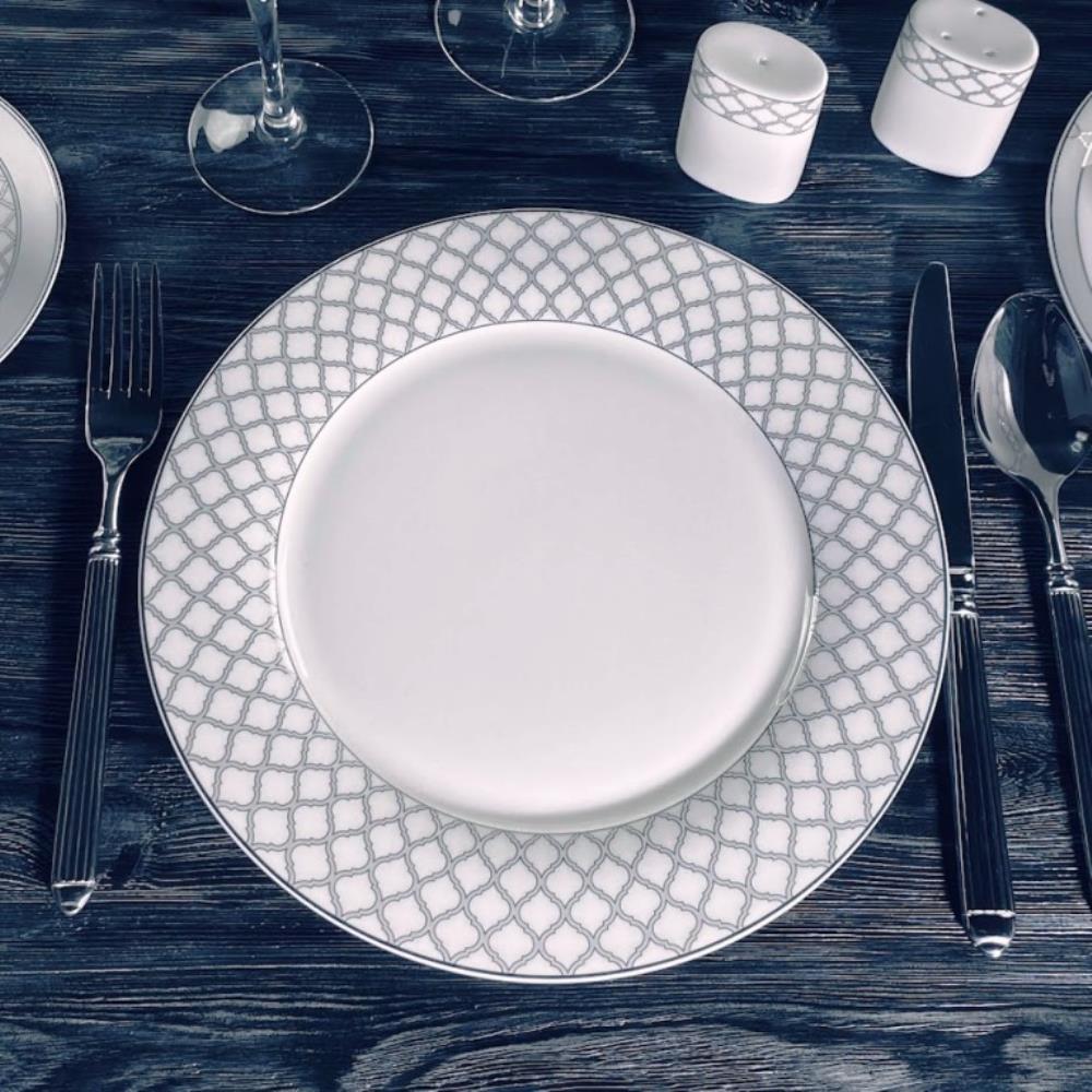 145-596 Набор из 6 тарелок 27см ВЕРСАЛЬ СЕРЕБРО в под.уп.(х5)Костяной фарфор 145-596 Набор из 6 тарелок 27см ВЕРСАЛЬ СЕРЕБРО в под.уп.(х5)Костяной фарфор