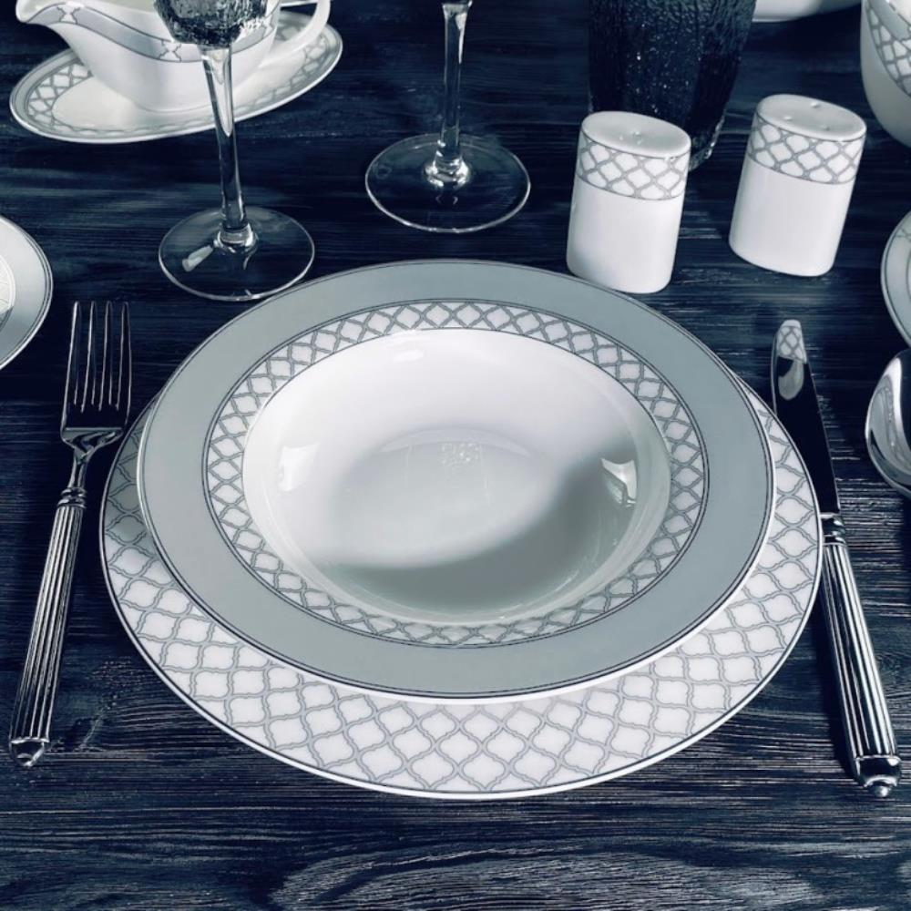 145-598 Набор из 6 глубоких тарелок 23см ВЕРСАЛЬ СЕРЕБРО в под.уп.(х6)Костяной фарфор 145-598 Набор из 6 глубоких тарелок 23см ВЕРСАЛЬ СЕРЕБРО в под.уп.(х6)Костяной фарфор