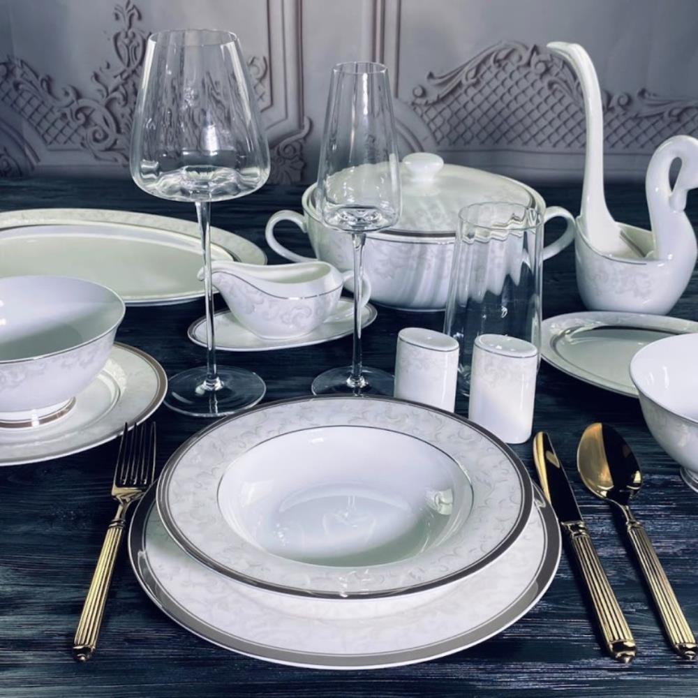 145-588 Обеденный сервиз 30пр. СЕРЫЙ ШЕЛК в под.уп.(х2)Костяной фарфор 145-588 Обеденный сервиз 30пр. СЕРЫЙ ШЕЛК в под.уп.(х2)Костяной фарфор