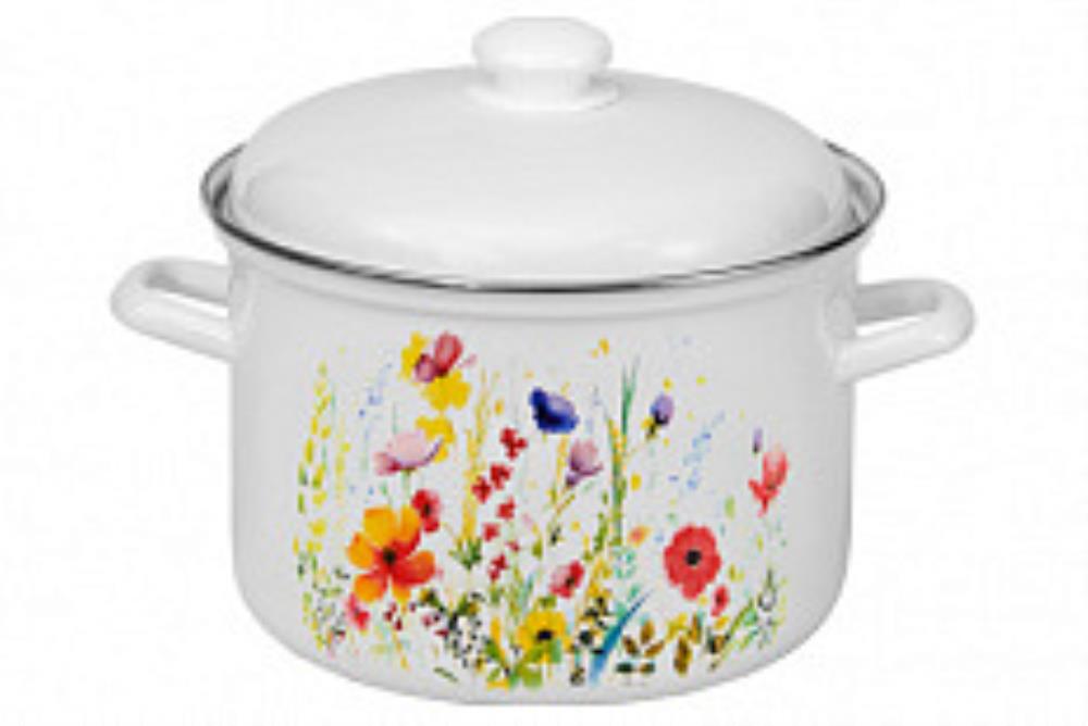 Кастрюля эмал цил 1,5л Цветущий луг