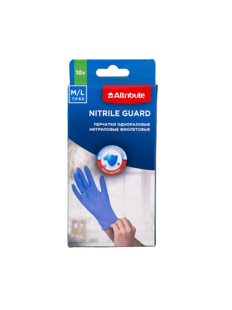 NITRILE GUARD Перчатки одноразовые нитриловые M/L 10шт NITRILE GUARD Перчатки одноразовые нитриловые M/L 10шт