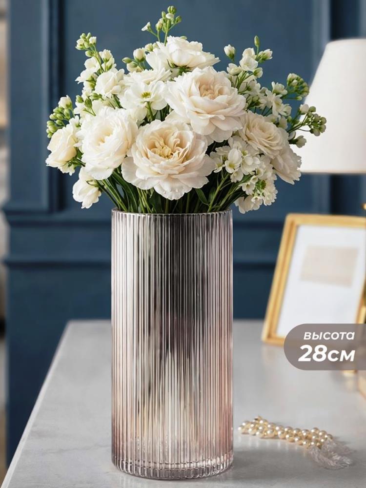 Ваза 15*15*28 см 3,9 л светло-коричневый, стекло