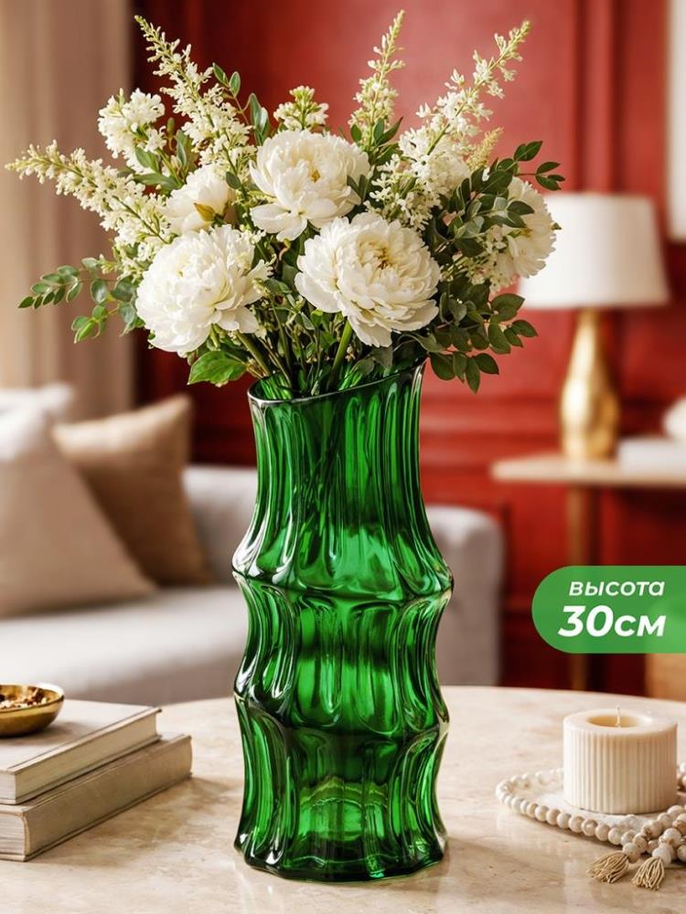Ваза 14*14*30 см 2,7 л, зеленый, стекло