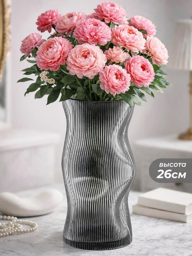 Ваза 12*12*26 см 1,9 л, графит, стекло