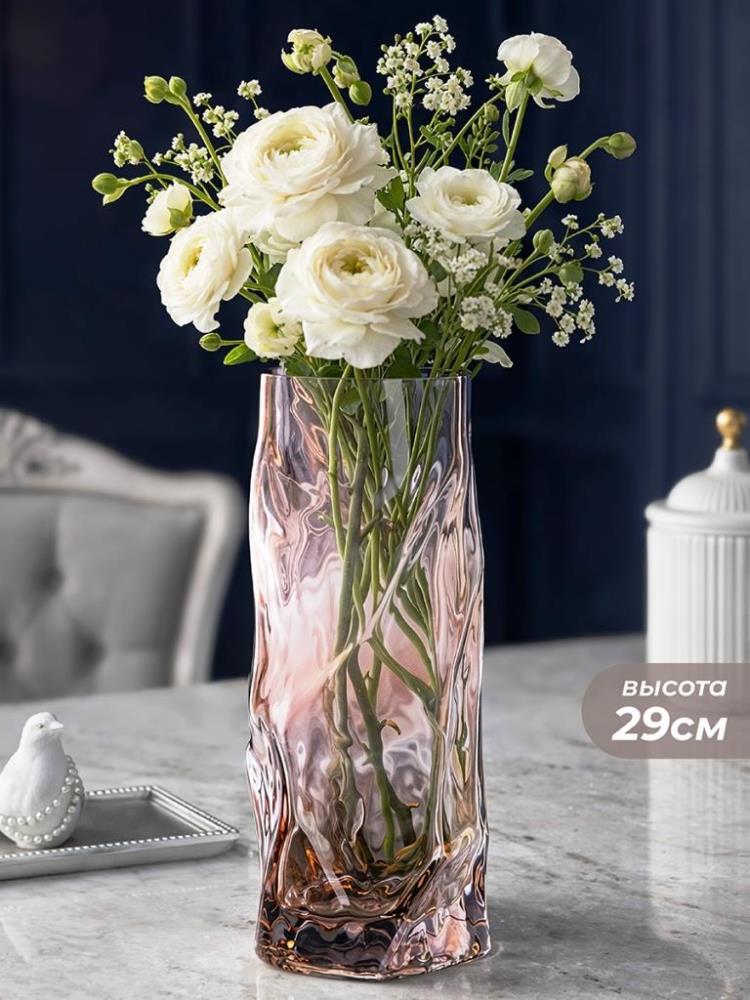 Ваза 12*12*29,5 см 1,6 л, светло-коричневый, стекло