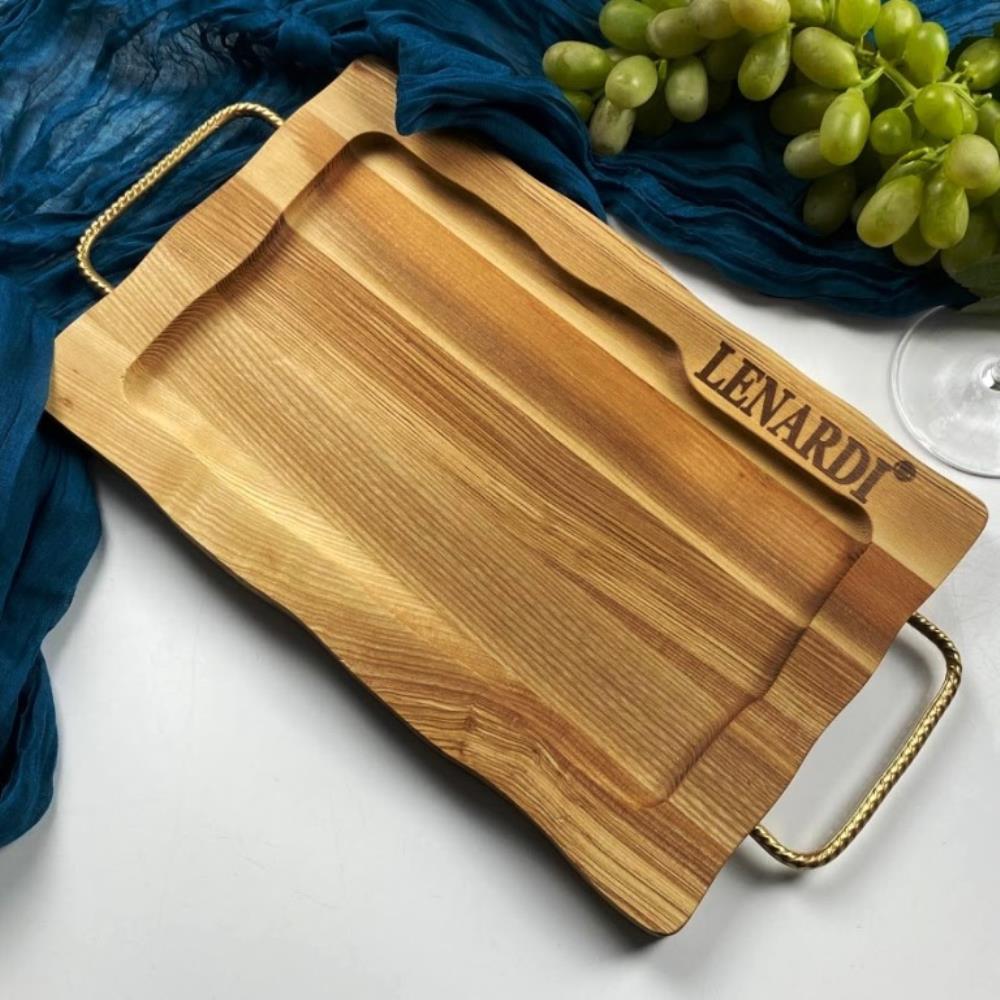 888-602 Блюдо из ясеня с металл. ручками 35х22 см.(*5)