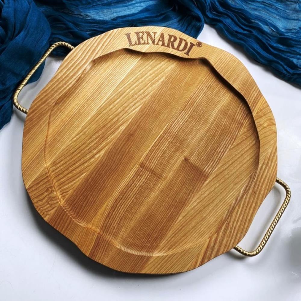 888-606 Блюдо из ясеня с металл. ручками 34х34см.(*5)