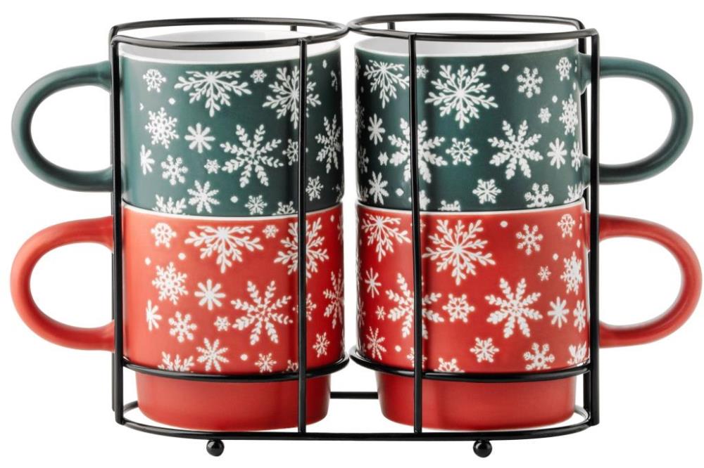 Набор 4 кружек 350 мл 13,5*9*8,5 см на металлической подставке