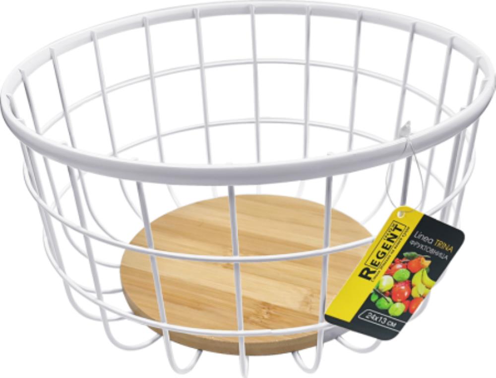 93-TR-01-25 Фруктовница 24х13 см, Linea TRINA крашеный стальной пруток, бамбук