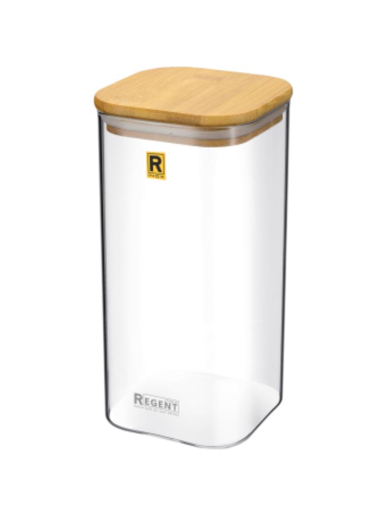 93-DE-CA-04-1300 Банка для сыпучих продуктов стеклянная 1,3 л, Linea DESCO боросиликатное стекло, бамбук