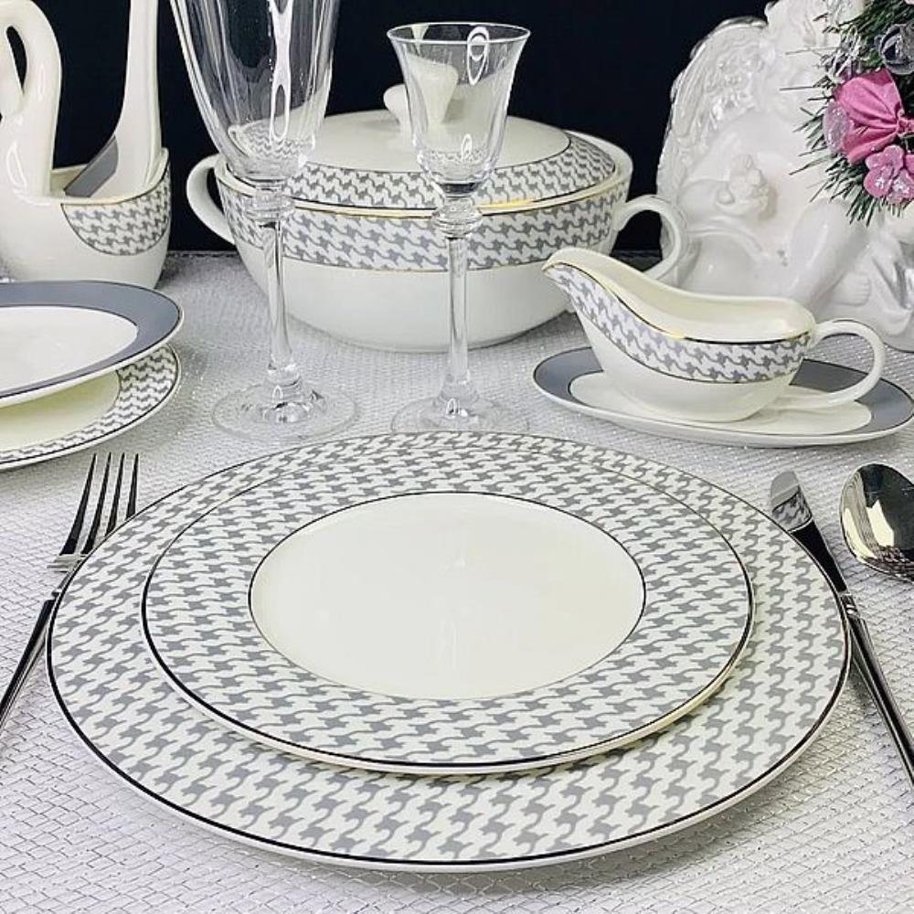 145-503 Набор из 6 тарелок 27см ЗОЛОТАЯ СИМФОНИЯ в под.уп.(х5)Костяной фарфор