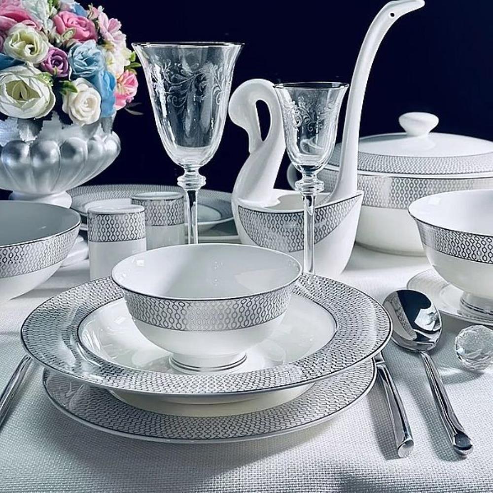 145-552 Обеденный сервиз 30пр. СЕВИЛЬЯ СЕРЕБРО в под.уп.(х2) Костяной фарфор 145-552 Обеденный сервиз 30пр. СЕВИЛЬЯ СЕРЕБРО в под.уп.(х2) Костяной фарфор