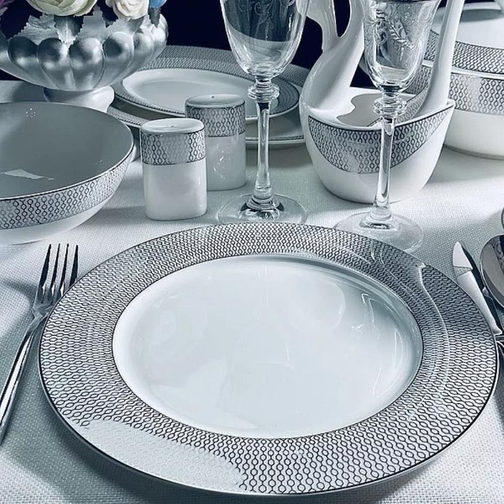 145-558 Набор из 6 тарелок 22см СЕВИЛЬЯ СЕРЕБРО в под.уп.(х10)Костяной фарфор 145-558 Набор из 6 тарелок 22см СЕВИЛЬЯ СЕРЕБРО в под.уп.(х10)Костяной фарфор