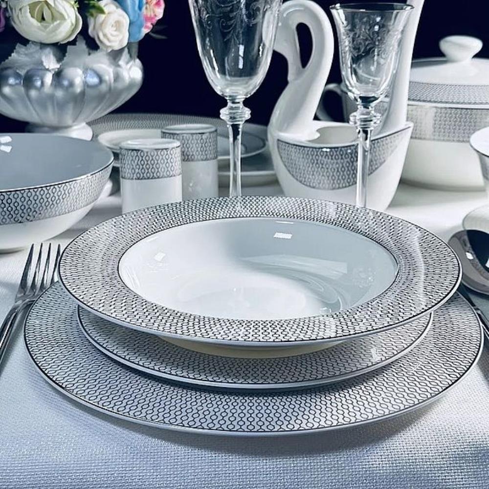 145-559 Набор из 6 глубоких тарелок 23см СЕВИЛЬЯ СЕРЕБРО в под.уп.(х6)Костяной фарфор 145-559 Набор из 6 глубоких тарелок 23см СЕВИЛЬЯ СЕРЕБРО в под.уп.(х6)Костяной фарфор