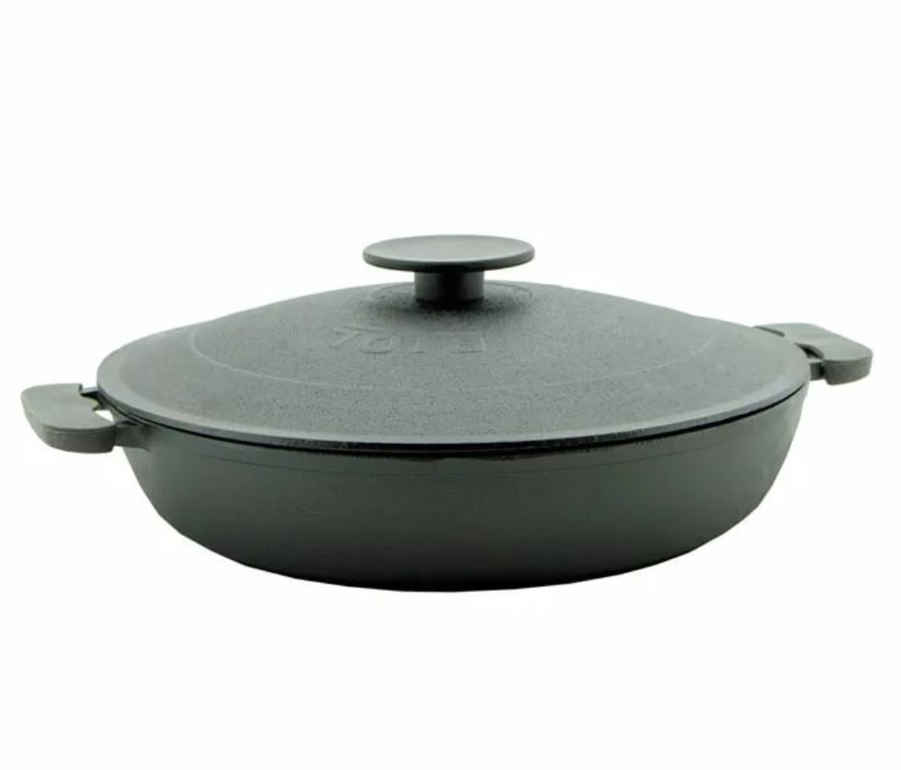 Сковорода жаровня чугунная д.360 с чугунной крышкой