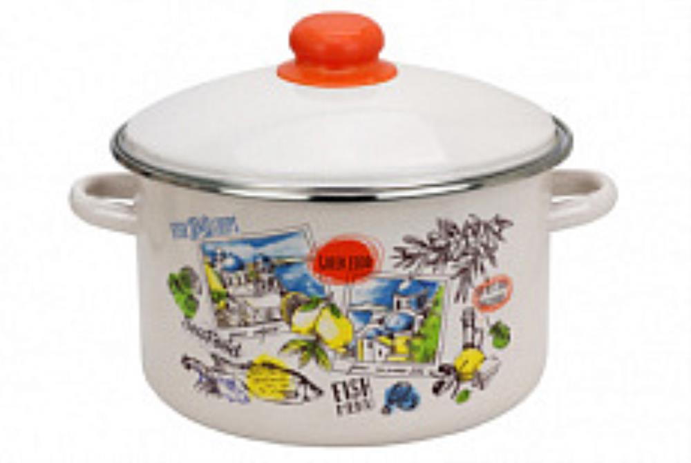 Кастрюля эмал цил Греческая кухня 4,0л мет/об