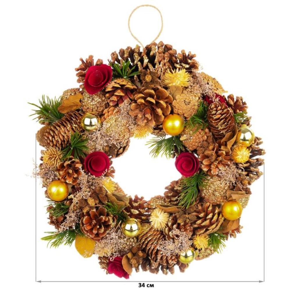 Новогоднее украшение венок 34*34*8 см 
