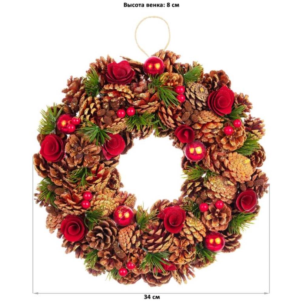 Новогоднее украшение венок 34*34*8 см 