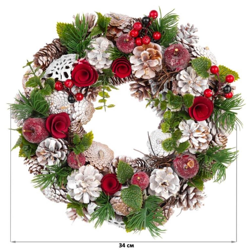 Новогоднее украшение венок 34*34*8 см Новогоднее украшение венок 34*34*8 см