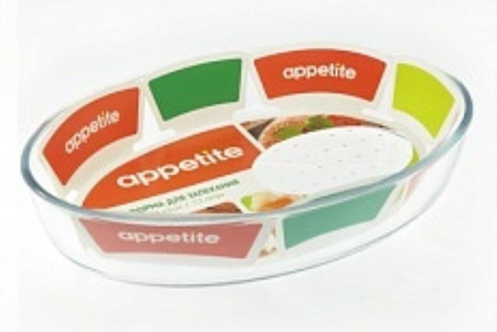 Форма стекл овал 30x21x6см/2,4л рифл/дно ТМ Appetite