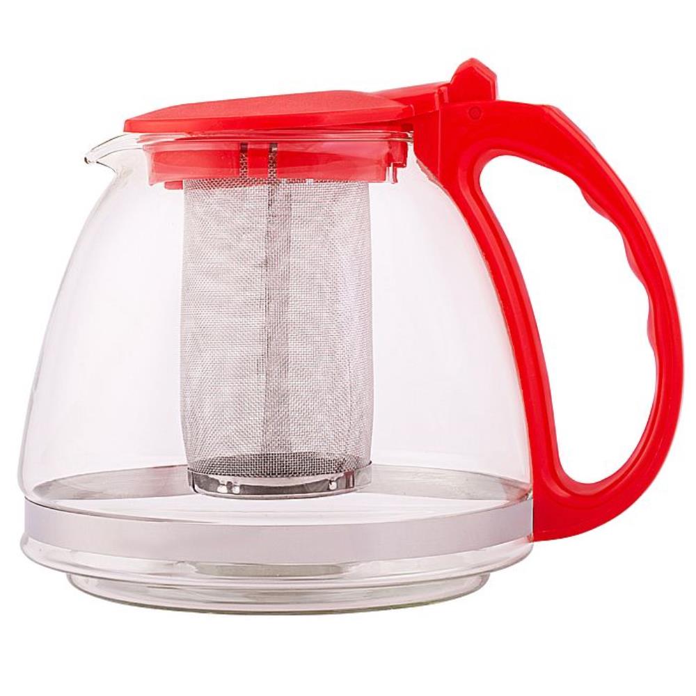 Чайник заварочный стекл 1,3л с фильтром красн TM Appetite