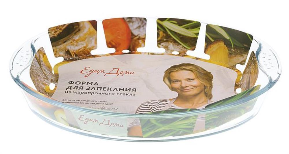 Форма стекл ТМ Едим Дома овал 39x27x6см/3,9л с руч PVH9 39x27x6см/3,9л