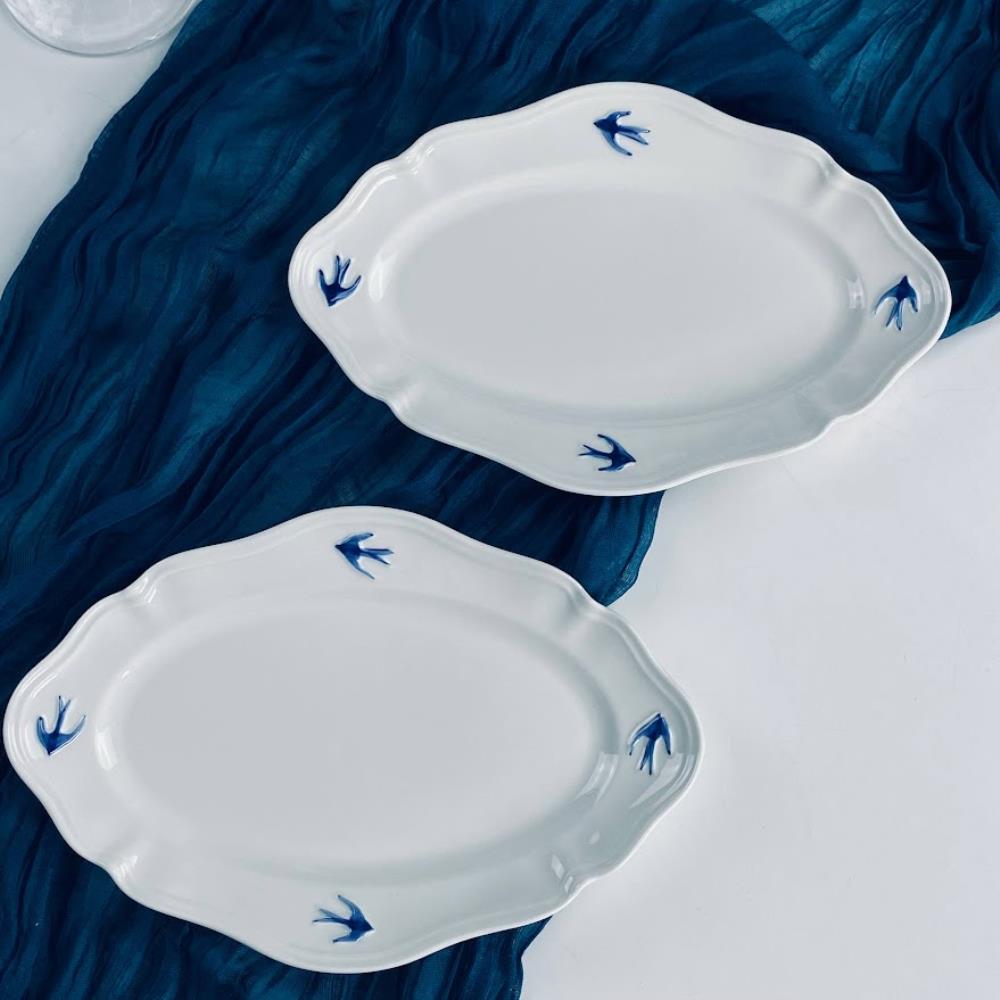 164-153 Набор из 2 овальных блюд 23см ЛАСТОЧКИ в под.уп.(х24)Фарфор