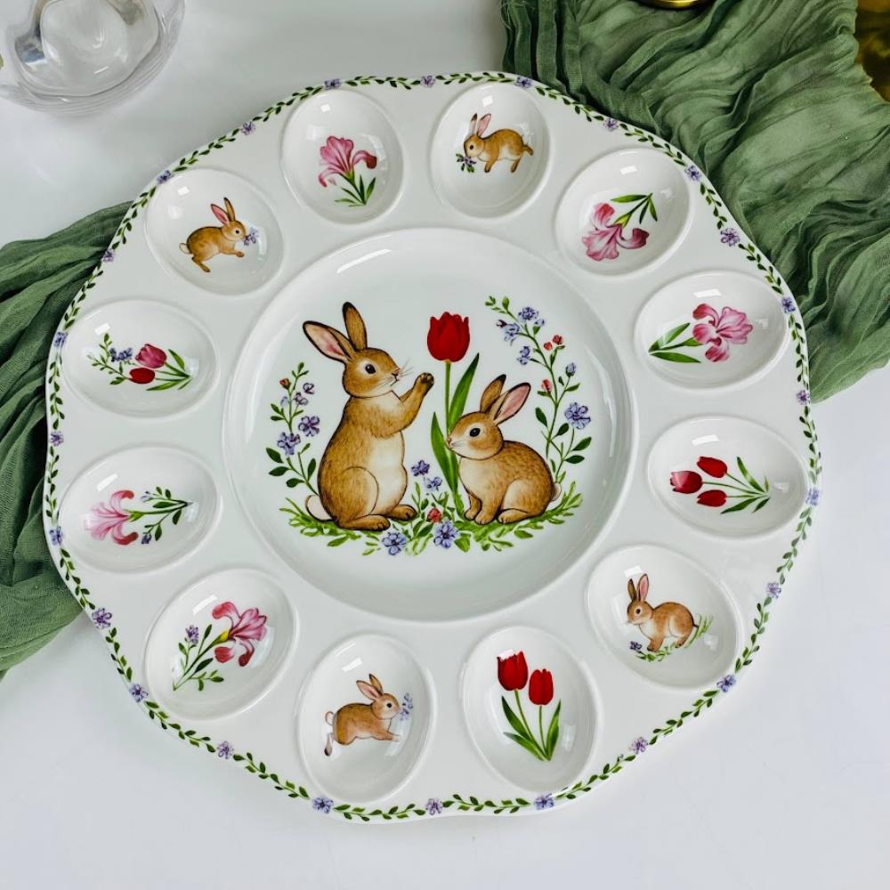 305-366 Пасхальное блюдо для яиц 30,5см в под.уп.(х12)Фарфор