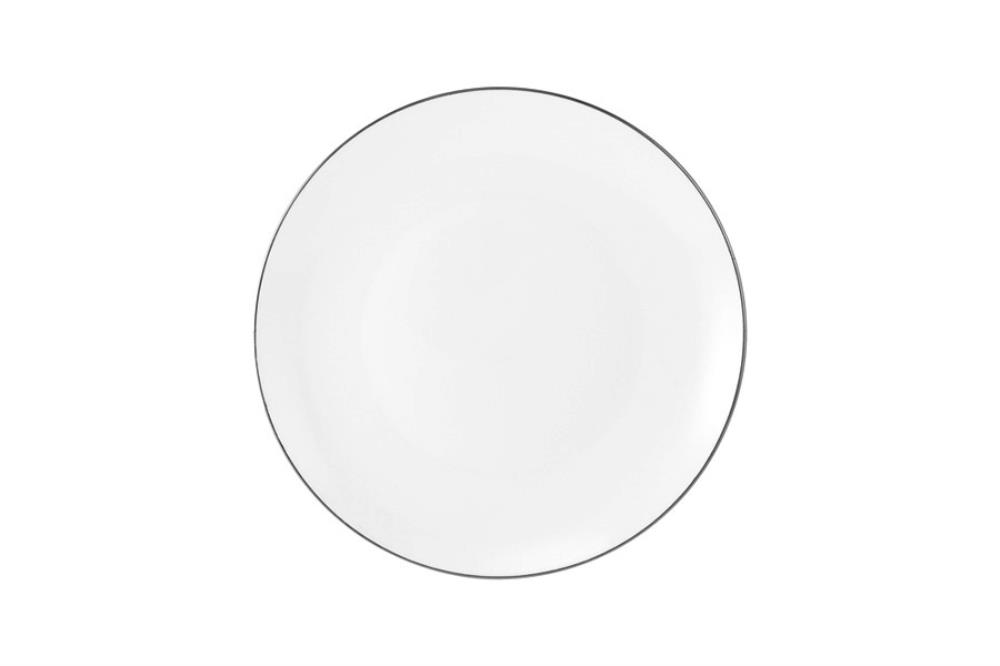 Тарелка обеденная, 27,5 см, фарфор P, белая, с серебристым кантом, White Platinum