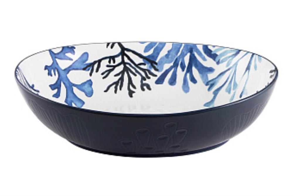 Салатник, 32х26 см, 3 л, керамика К, белый, овальный, Синие кораллы, Blue Coral