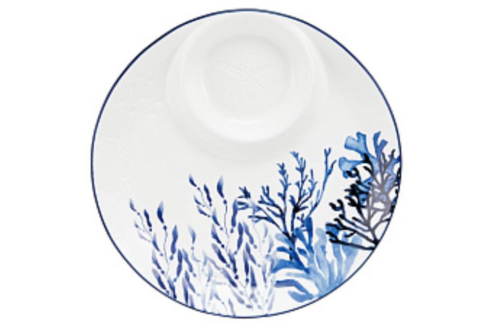 Блюдо, 32 см, керамика К, белое, круглое, Синие кораллы, Blue Coral