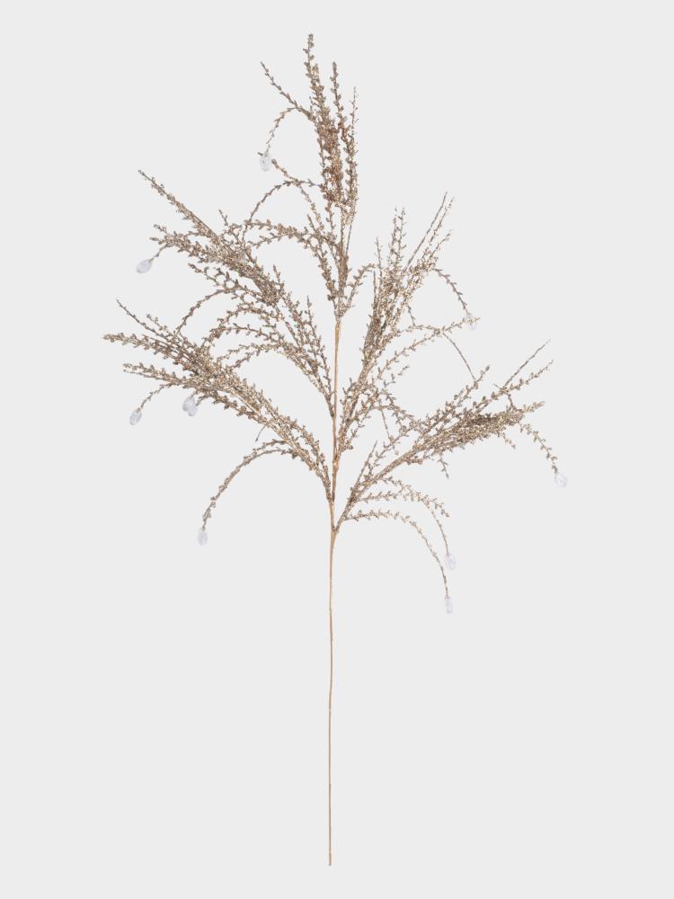 Ветка декоративная, 75 см, пластик/металл, золотистая, Ветка с кристаллами, Interior gold Ветка декоративная, 75 см, пластик/металл, золотистая, Ветка с кристаллами, Interior gold