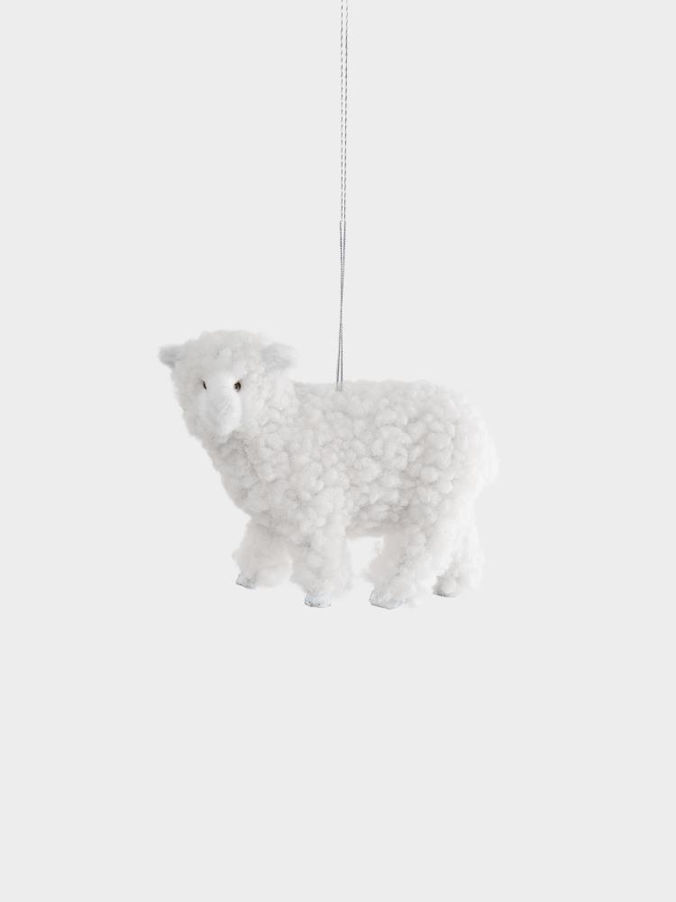 Игрушка елочная, 10x7 см, полиэстер, молочная, Овечка, Sheep Игрушка елочная, 10x7 см, полиэстер, молочная, Овечка, Sheep