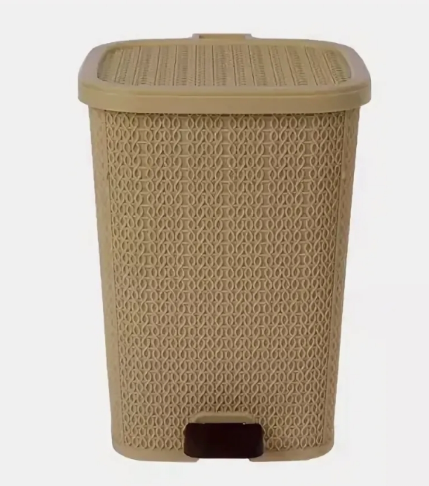 Мусорное ведро с педалью 26 л вязаный узор бежевый (4) шт