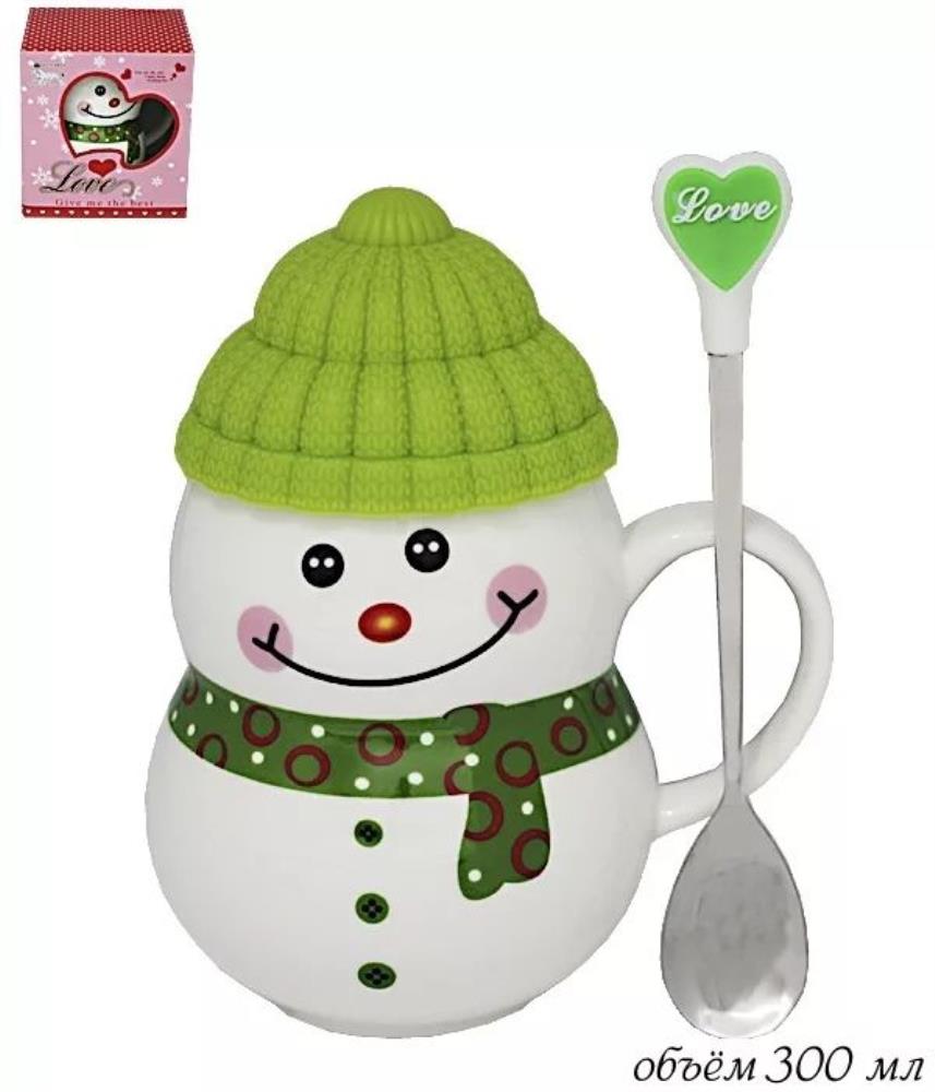 105-332 Кружка с силик. крышкой и ложкой СНЕГОВИК в под.уп.(х36)Фарфор 105-332 Кружка с силик. крышкой и ложкой СНЕГОВИК в под.уп.(х36)Фарфор