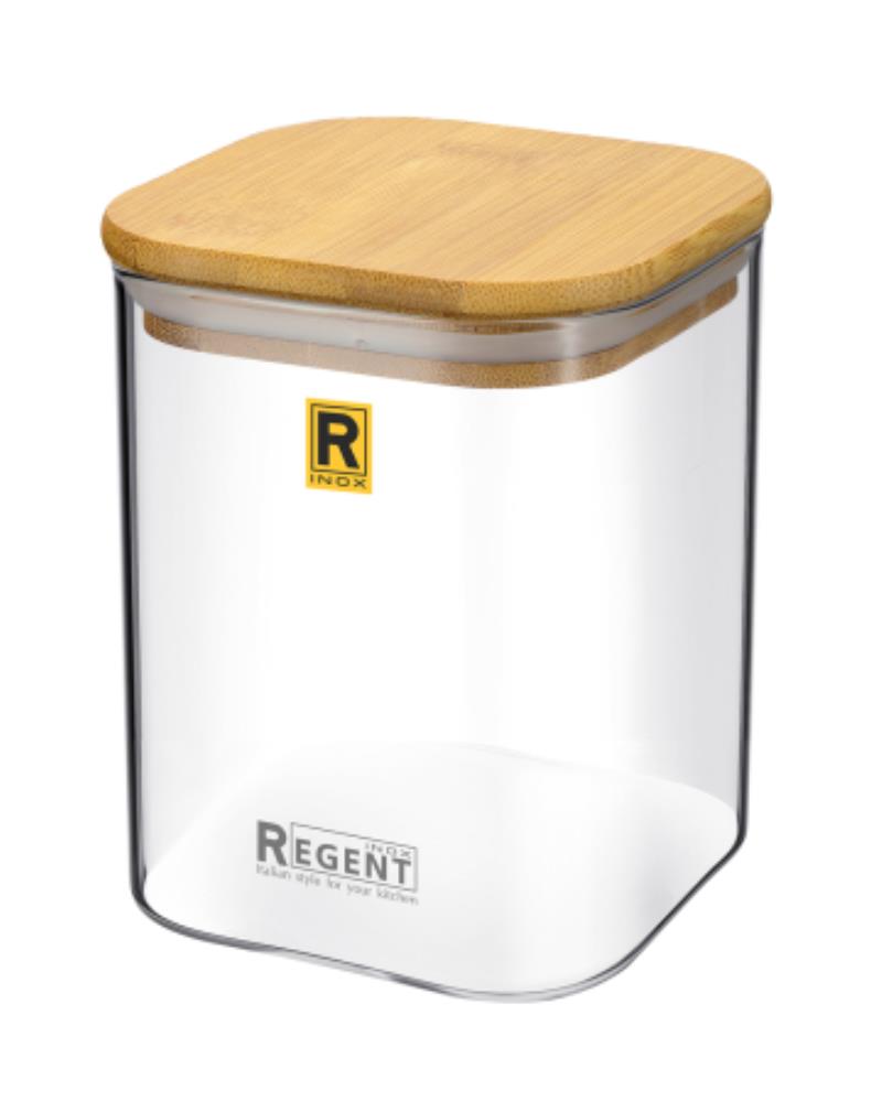 93-DE-CA-04-750 Банка для сыпучих продуктов стеклянная 0,75 л, Linea DESCO боросиликатное стекло, бамбук