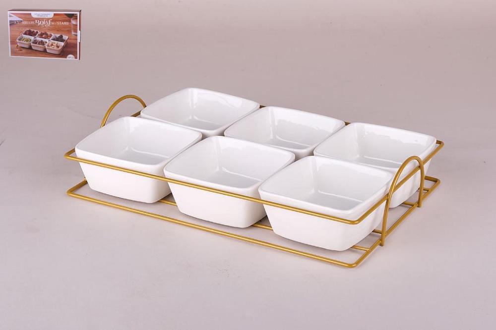 Менажница 6-ти секционная 28x18.5x6см на метал.подставке кратно 1