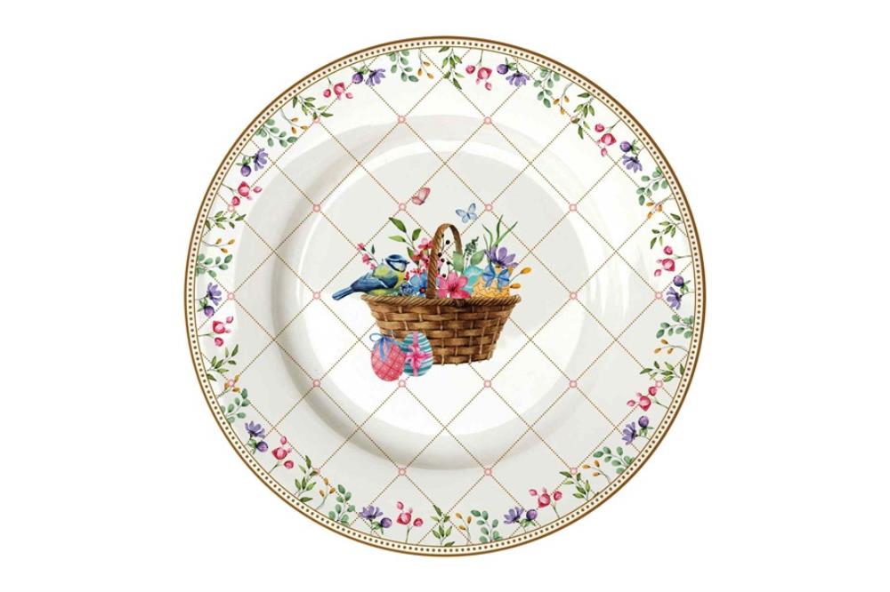 Тарелка закусочная, 19 см, фарфор P, белая, Корзина с цветами, Spring Bloom