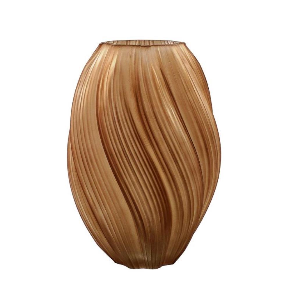 Декоративная ваза из цветного стекла, Д180 Ш180 В270, коричневый Декоративная ваза из цветного стекла, Д180 Ш180 В270, коричневый