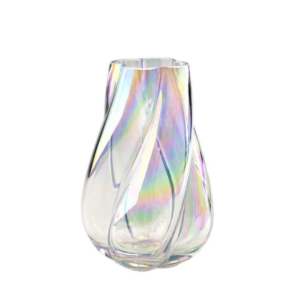 Декоративная ваза из цветного стекла, Д110 Ш100 В182, прозрачный Декоративная ваза из цветного стекла, Д110 Ш100 В182, прозрачный