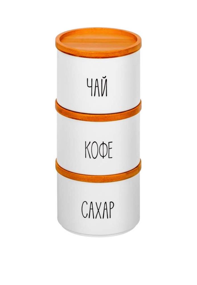 Набор 3 банок д/сыпучих продуктов 900 мл 12,5*12,5*28 см 