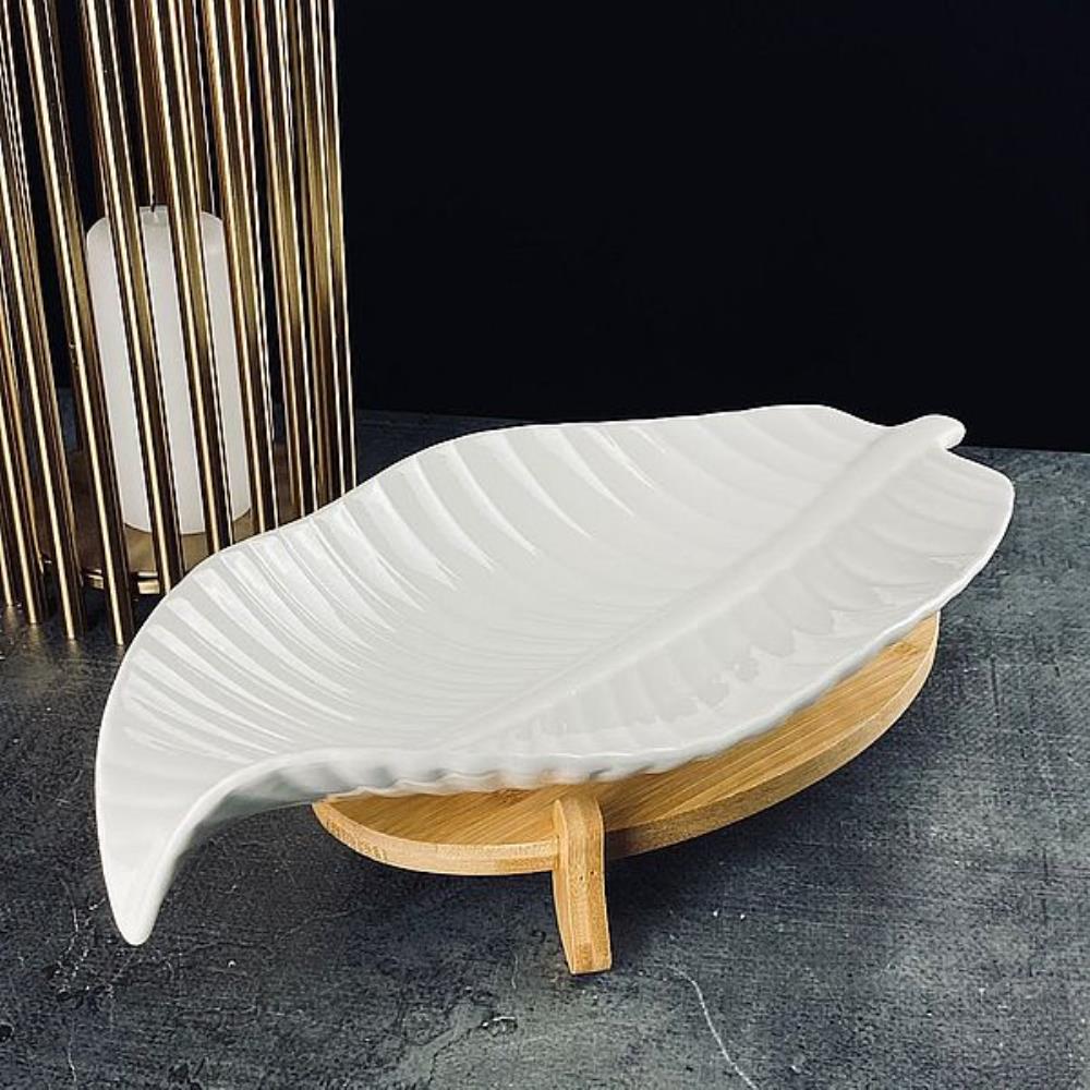 140-106 Блюдо 35,5см на подставке BAMBOO в под.уп.(х16)Фарфор,бамбук