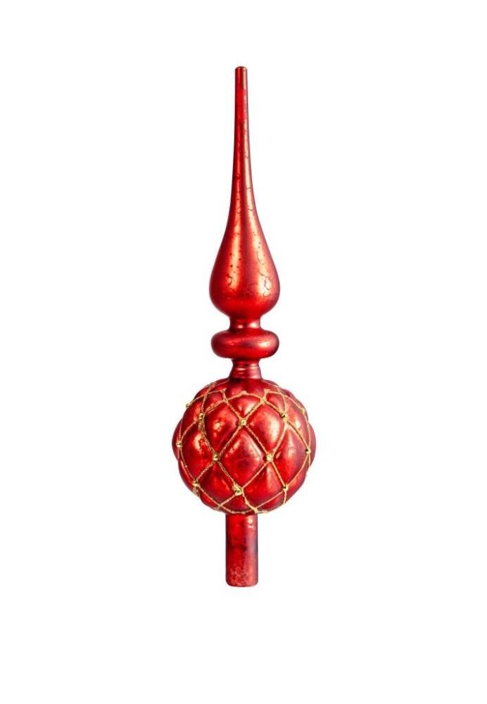Новогодняя игрушка - макушка 8*30 см, красный с золотом