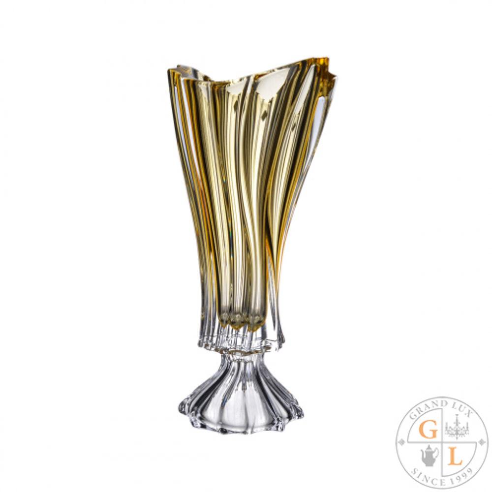 Aurum Crystal Plantica Ваза на ножке 40 см Amber Aurum Crystal Plantica Ваза на ножке 40 см Amber