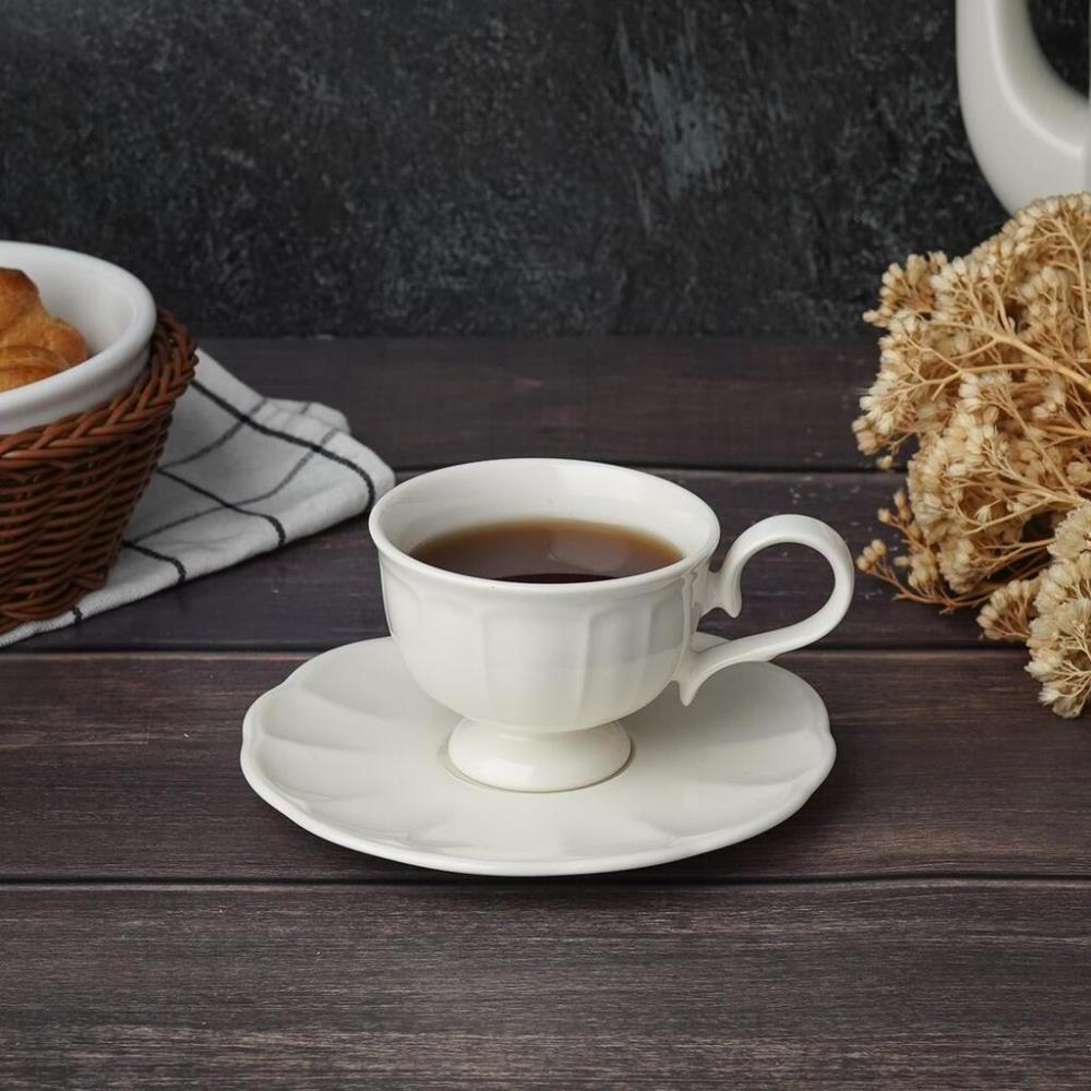 Retro Ritz & Bella-White Чашка для кофе 100мл+блюдце 13 см, фарфор 